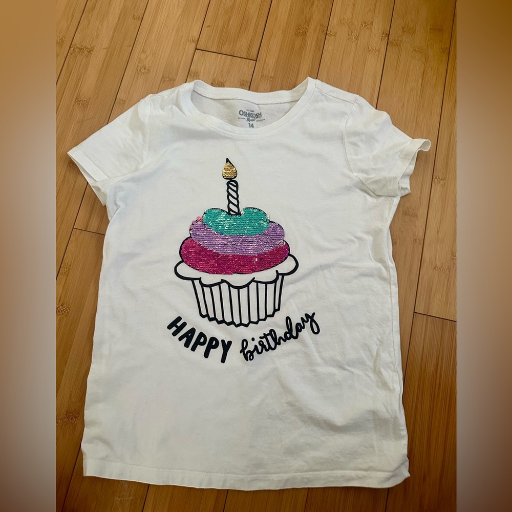 Oshkosh B’Gosh Happy Birthday sequin tshirt size 14